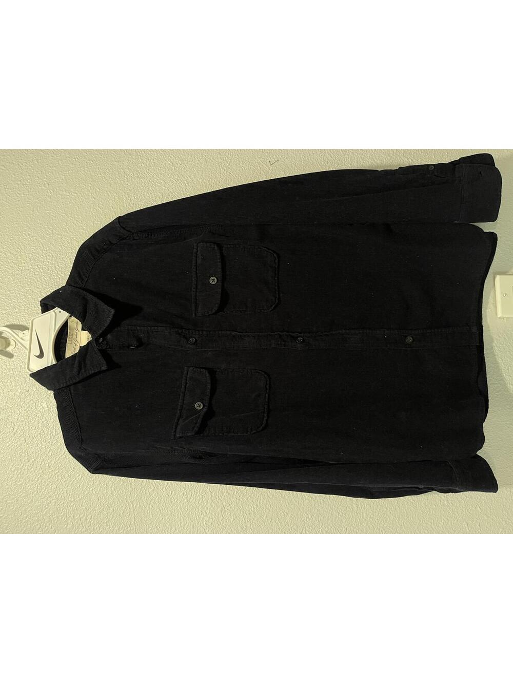 Navy H&M Corduroy Button-Up Shirt, Size S